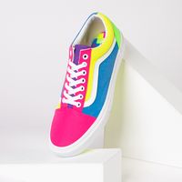 Vans Old Skool Neon Color-Block Skate Shoe - Pink / Purple Yellow