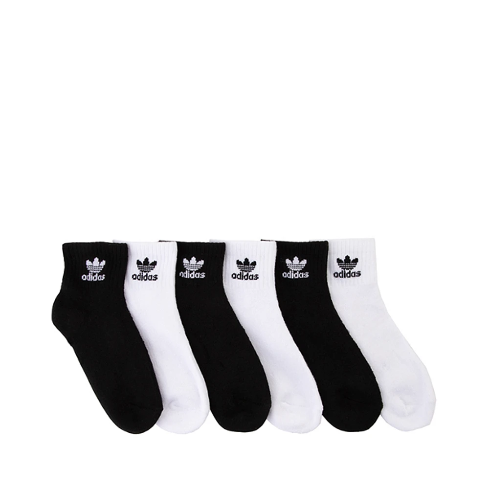adidas Originals Trefoil Footies 6 Pack - Big Kid - Black / White