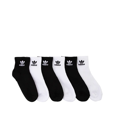 adidas Originals Trefoil Footies 6 Pack - Big Kid - Black / White