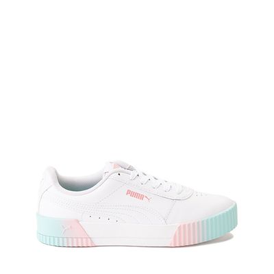 PUMA Carina Athletic Shoe - Big Kid - White / Pink / Turquoise