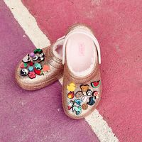Crocs Classic Fuzz-Lined Glitter Clog - Baby / Toddler Gold Barely Pink