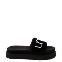 Womens UGG® Laton Fur Slide Sandal - Black