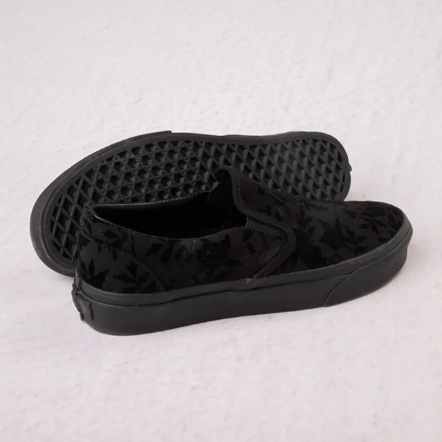 Hot Flame Shoes - Custom Vans Black Slip On Shoes