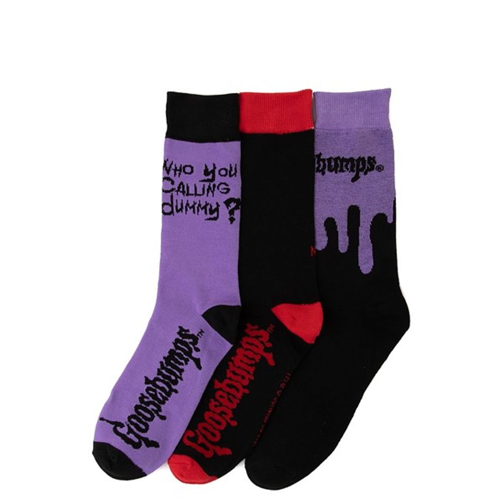 Mens Goosebumps Crew Socks 3 Pack - Purple / Black / Red
