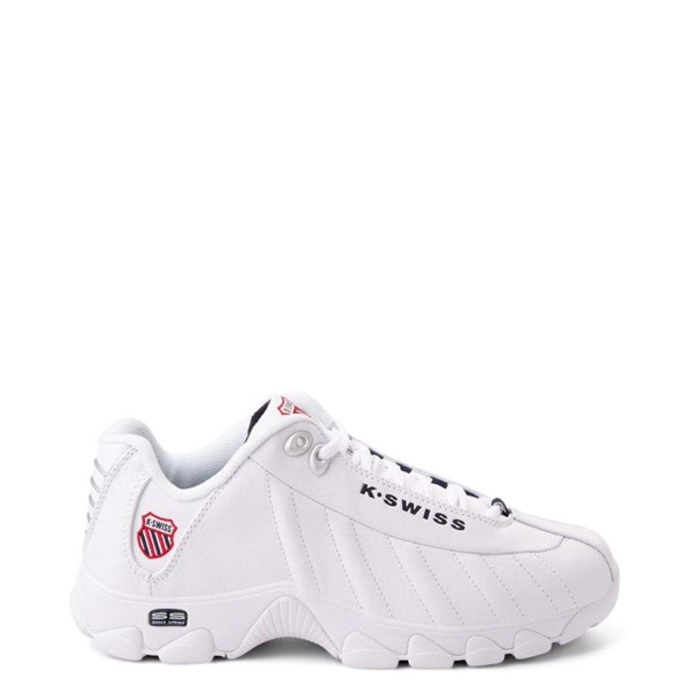 K-Swiss Mens Athletic Shoe - White Navy Red | Brazos Mall