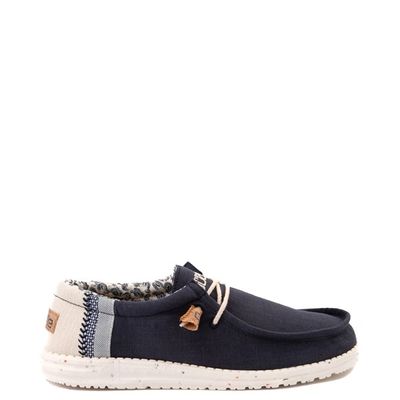 Mens Hey Dude Wally Break Stitch Casual Shoe - Navy / Natural