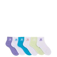 adidas Trefoil Quarter Socks 6 Pack - Big Kid - Blue / White / Purple