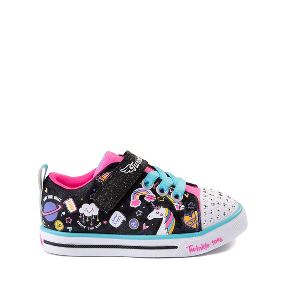 Skechers Twinkle Toes Sparkle Lite Happy Talk Sneaker - Toddler - Black / Pink The Shops at Willow Bend