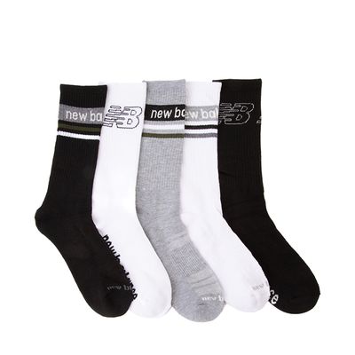 Mens New Balance Crew Socks 5 Pack - Black / White / Gray