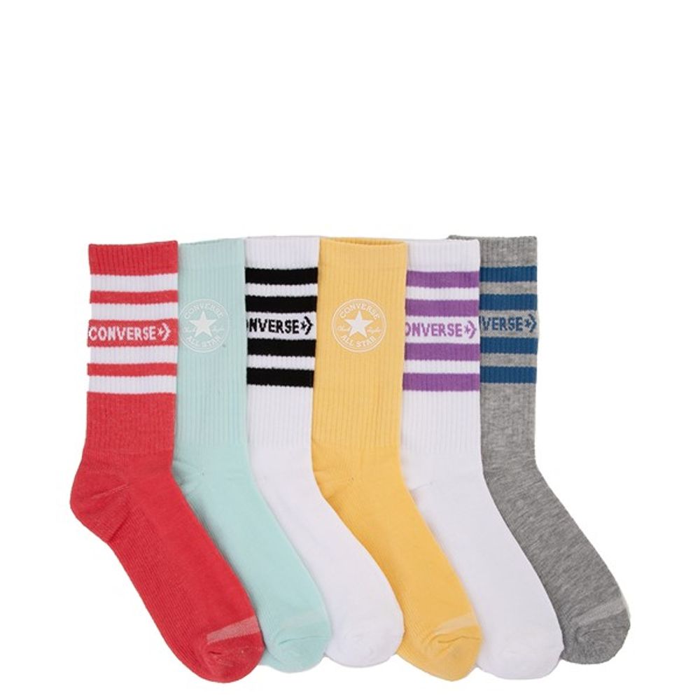 Womens Converse Crew Socks 6 Pack - Multicolor