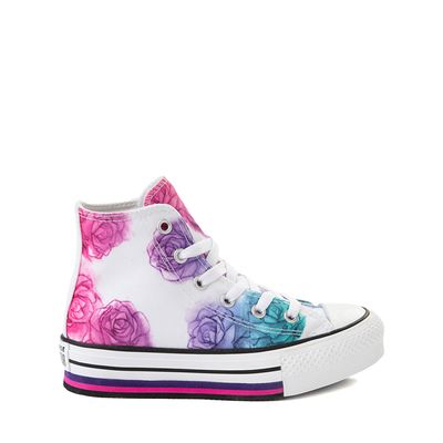 Converse Chuck Taylor All Star Lift Watercolor Roses Hi Sneaker - Little Kid White / Prime Pink