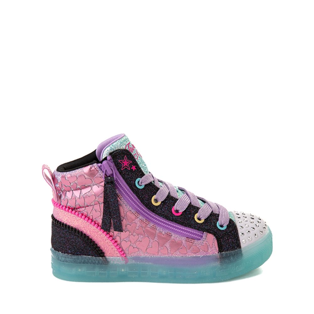 Skechers Twinkle Toes Shuffle Brights Heart Zips Sneaker - Little Kid Black / Multicolor