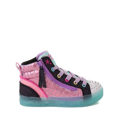 Skechers Twinkle Toes Shuffle Brights Heart Zips Sneaker - Little Kid - Black / Multicolor