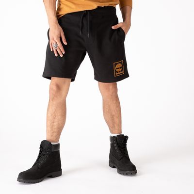 Mens Timberland Stacked Logo Sweat Shorts - Black