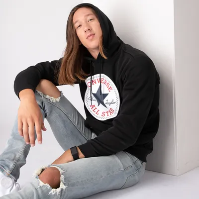 Mens Converse Chuck Taylor Patch Baseball Hoodie - Black