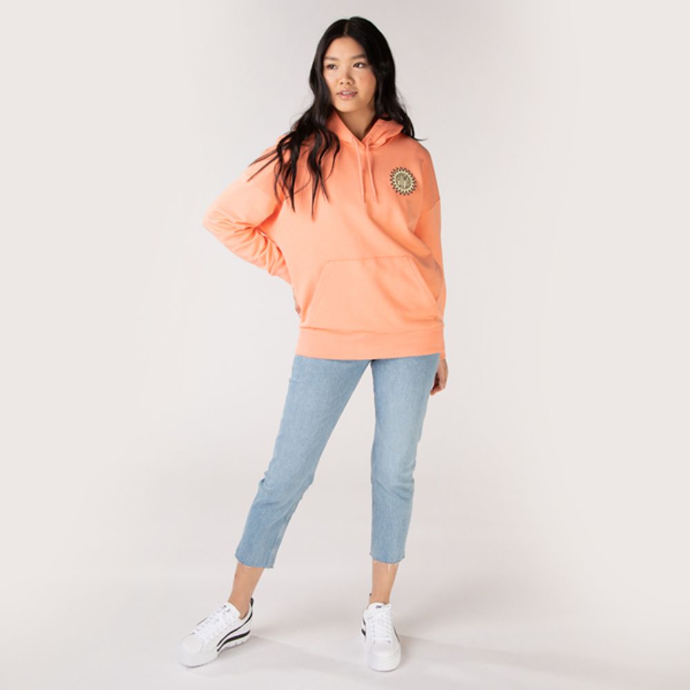 Womens PUMA Downtown Relaxed Hoodie - Peach Pink