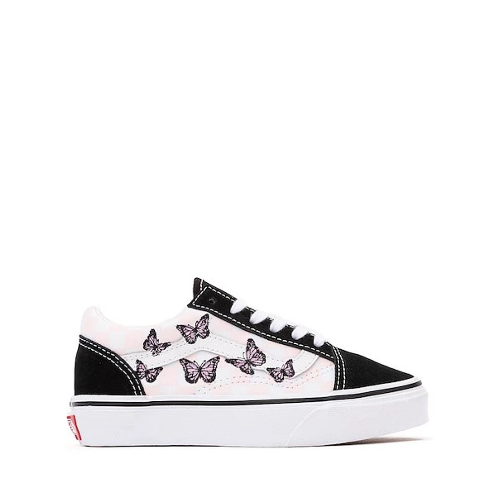 Vans Old Skool Checkerboard Skate Shoe - Little Kid Black / White Butterflies