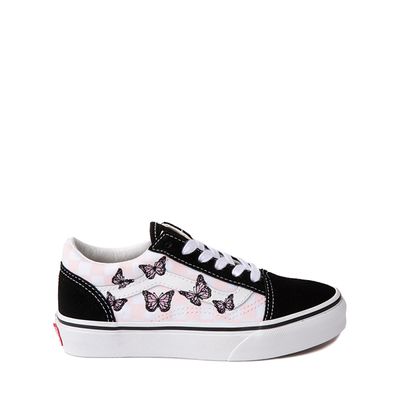 Vans Old Skool Checkerboard Skate Shoe - Little Kid Black / White Butterflies