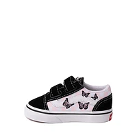 Vans Old Skool V Checkerboard Skate Shoe - Baby / Toddler Black White Butterflies