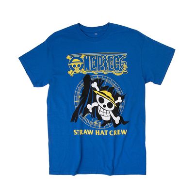 Mens One Piece Straw Hat Crew Tee - Blue
