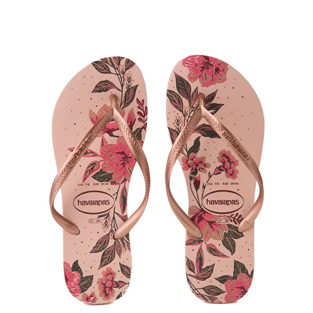 Womens Havaianas Slim Organic Sandal - Ballet Rose / Golden Blush