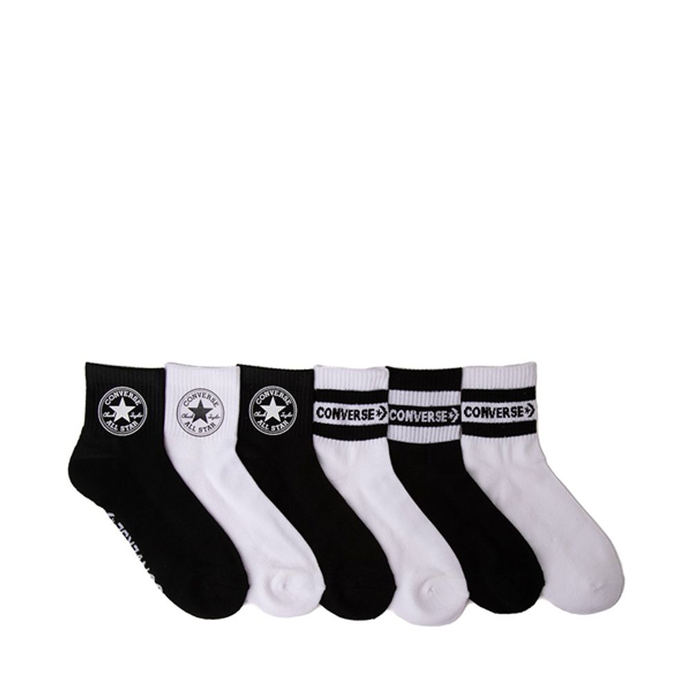 Womens Converse Quarter Socks 6 Pack - Black / White