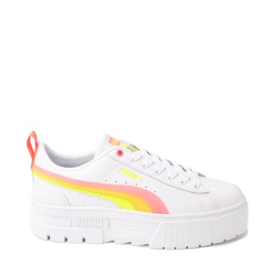 Womens PUMA Mayze Summer Squeeze Platform Athletic Shoe - White / Lime