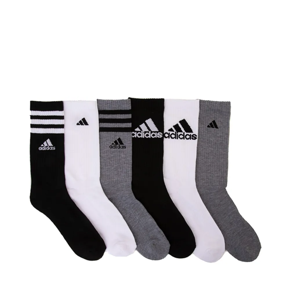 Mens adidas Athletic Cushioned Crew Socks 6 Pack - White / Black / Gray
