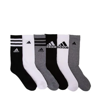 Mens adidas Athletic Cushioned Crew Socks 6 Pack - White / Black / Gray