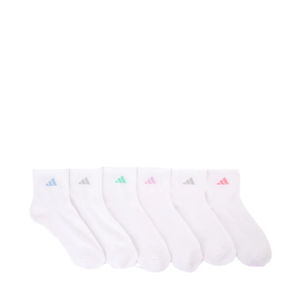 Womens adidas Quarter Socks 6 Pack - White / Multicolor