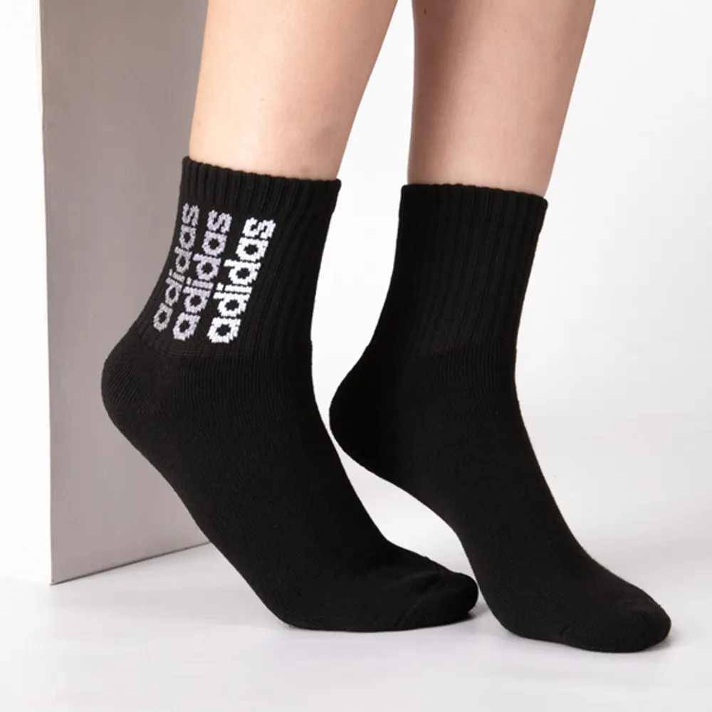Womens adidas Quarter Socks 3 Pack - Black