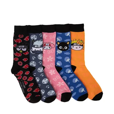 Womens Hello Kitty® x Naruto Crew Socks 5 Pack - Multicolor