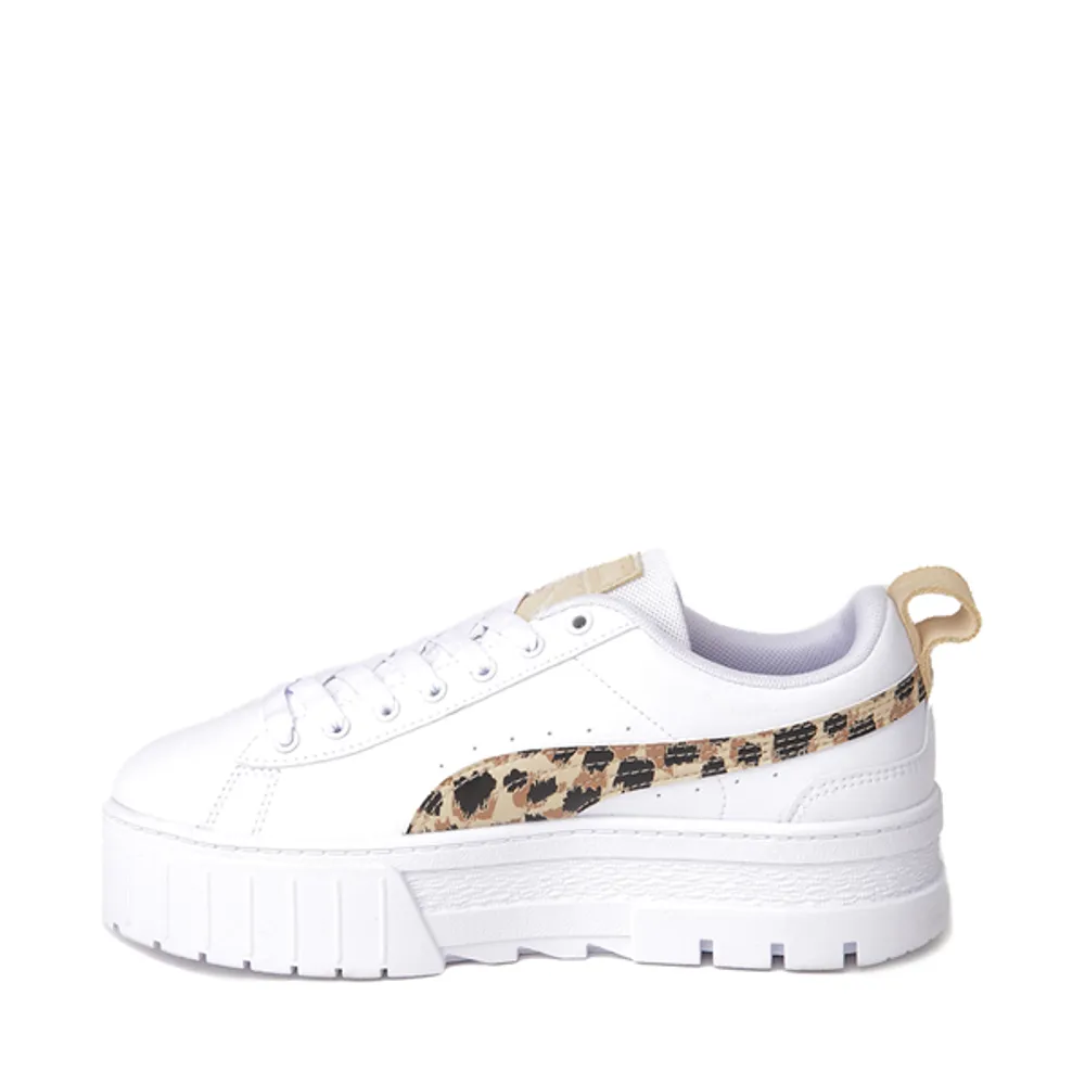 Womens PUMA Mayze Animal Platform Athletic Shoe - White / Leopard