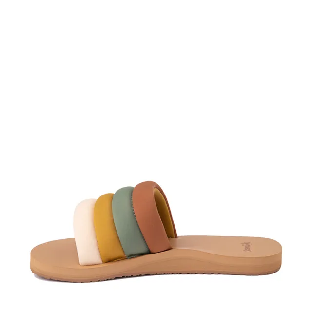 Sanuk Womens Sanuk Puff N Slide Sandal - Sage / Mustard