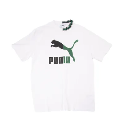 Mens PUMA Classics Split Logo Tee - White