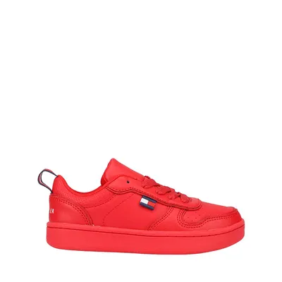Tommy Hilfiger Cade Court Low Athletic Shoe - Little Kid / Big Red Monochrome