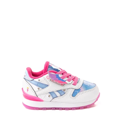 Reebok x My Little Pony Zipp Storm Classic Leather Step 'n' Flash Athletic Shoe - Baby / Toddler - White / Crystal Blue / Pink