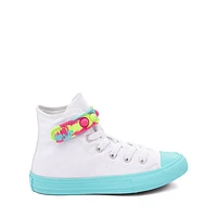 Converse Chuck Taylor All Star High Bubble Strap Easy-On Hyper Brights Sneaker - Little Kid - White / Triple Cyan / Slime Light