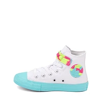 Converse Chuck Taylor All Star High Bubble Strap Easy-On Hyper Brights Sneaker - Little Kid - White / Triple Cyan / Slime Light