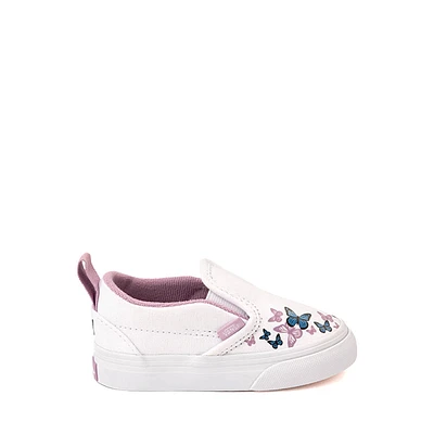 Vans Classic Slip-On V Skate Shoe - Baby / Toddler True White Butterfly Kisses