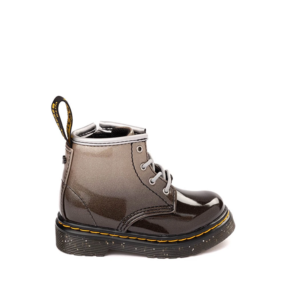 Dr. Martens 1460 4-Eye Patent Boot - Baby / Toddler - Black / Silver Gradient