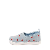 TOMS Alpargata Slip-On Casual Shoe - Baby / Toddler Little Kid Denim Hearts