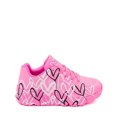 Skechers Street&trade x JGoldcrown: Uno Lite: Metallic Love Sneaker - Little Kid / Big Kid - Hot Pink / Multicolor