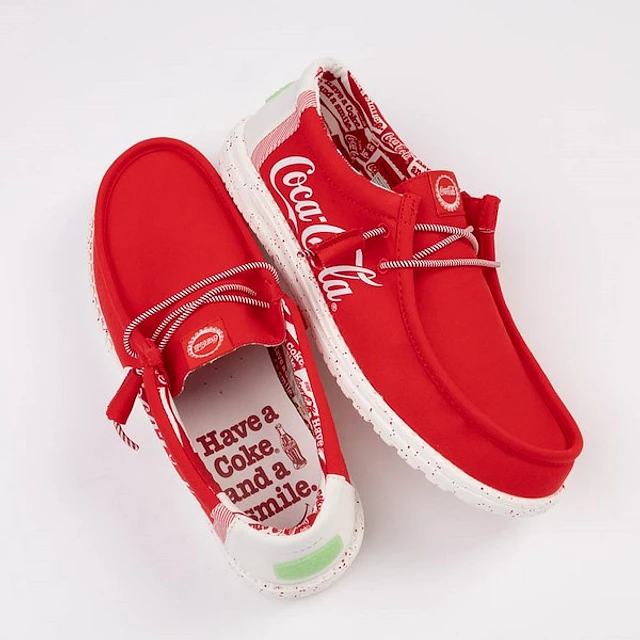 Coca Cola Men’s ‘Hey Dude\' Red Casual Slip-On Shoes Hey Dude Wally Coke True Red/White Size M11, Men main image 4