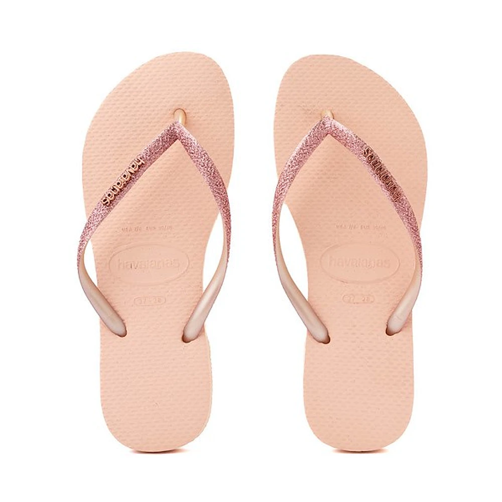 Womens Havaianas Slim Glitter II Flip-Flop - Ballet Rose / Golden Blush