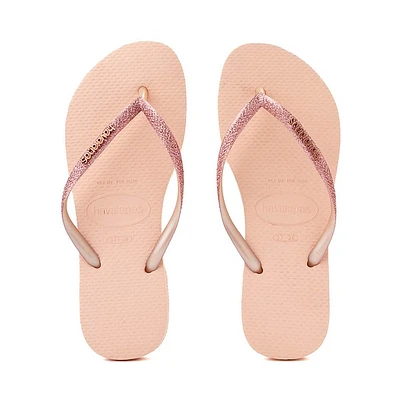 Womens Havaianas Slim Glitter II Flip-Flop - Ballet Rose / Golden Blush