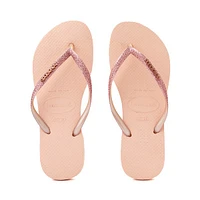 Womens Havaianas Slim Glitter II Flip-Flop - Ballet Rose / Golden Blush