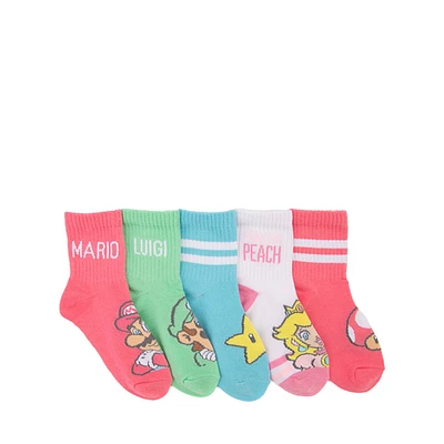 Super Mario Bros. Princess Peach Crew Socks 5 Pack - Little Kid - Multicolor