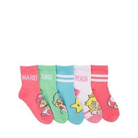 Super Mario Bros. Princess Peach Crew Socks 5 Pack - Little Kid - Multicolor
