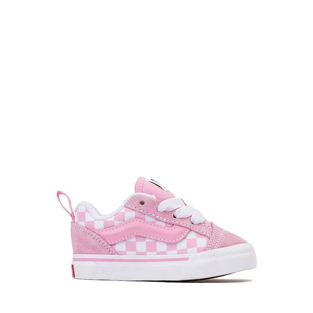 Vans Knu Skool Checkerboard Skate Shoe - Baby / Toddler Pink White
